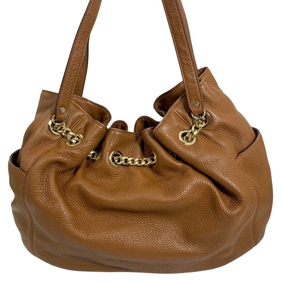 MICHAEL KORS Jet Set Chain Ring Large Tan Brown Leather Shoulder Tote Bag - Picture 3 of 14